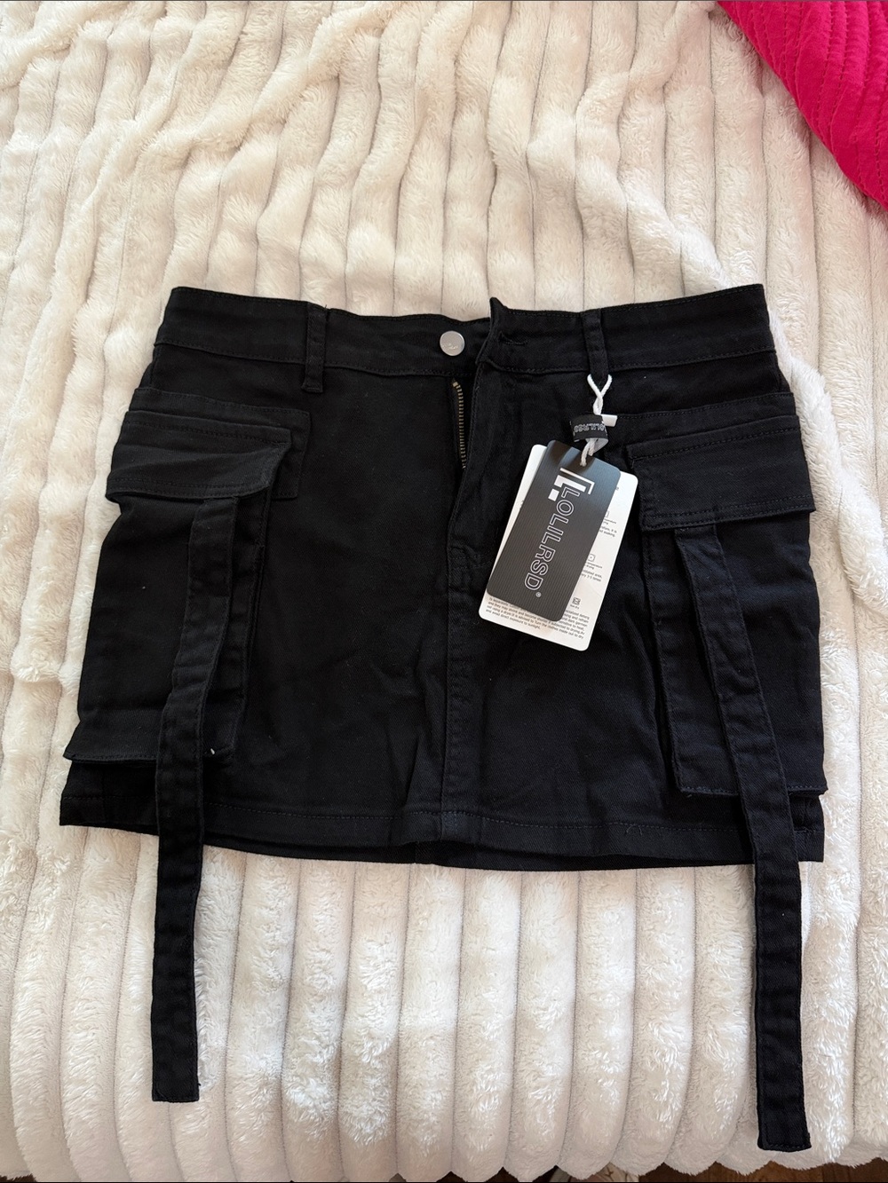 Black Cargo Mini Skirt with Utility Straps